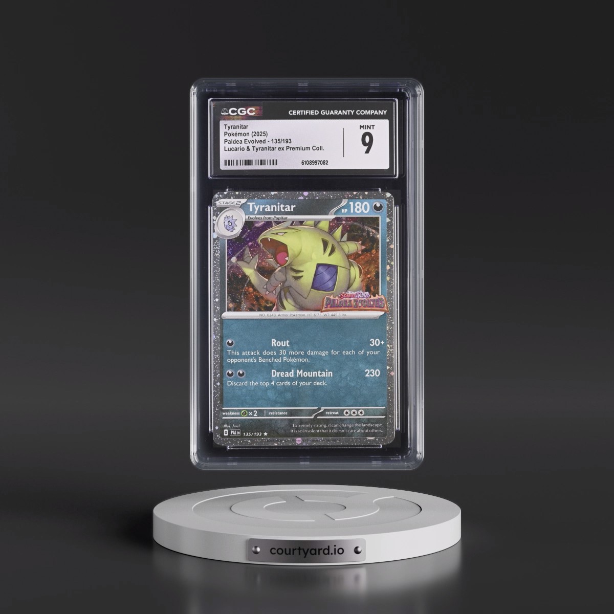 2023 Paldea Evolved - PAL EN #135/193 Tyranitar - Lucario & Tyranitar ex Premium Collection (Set Logo Stamp) (CGC 9 MINT)