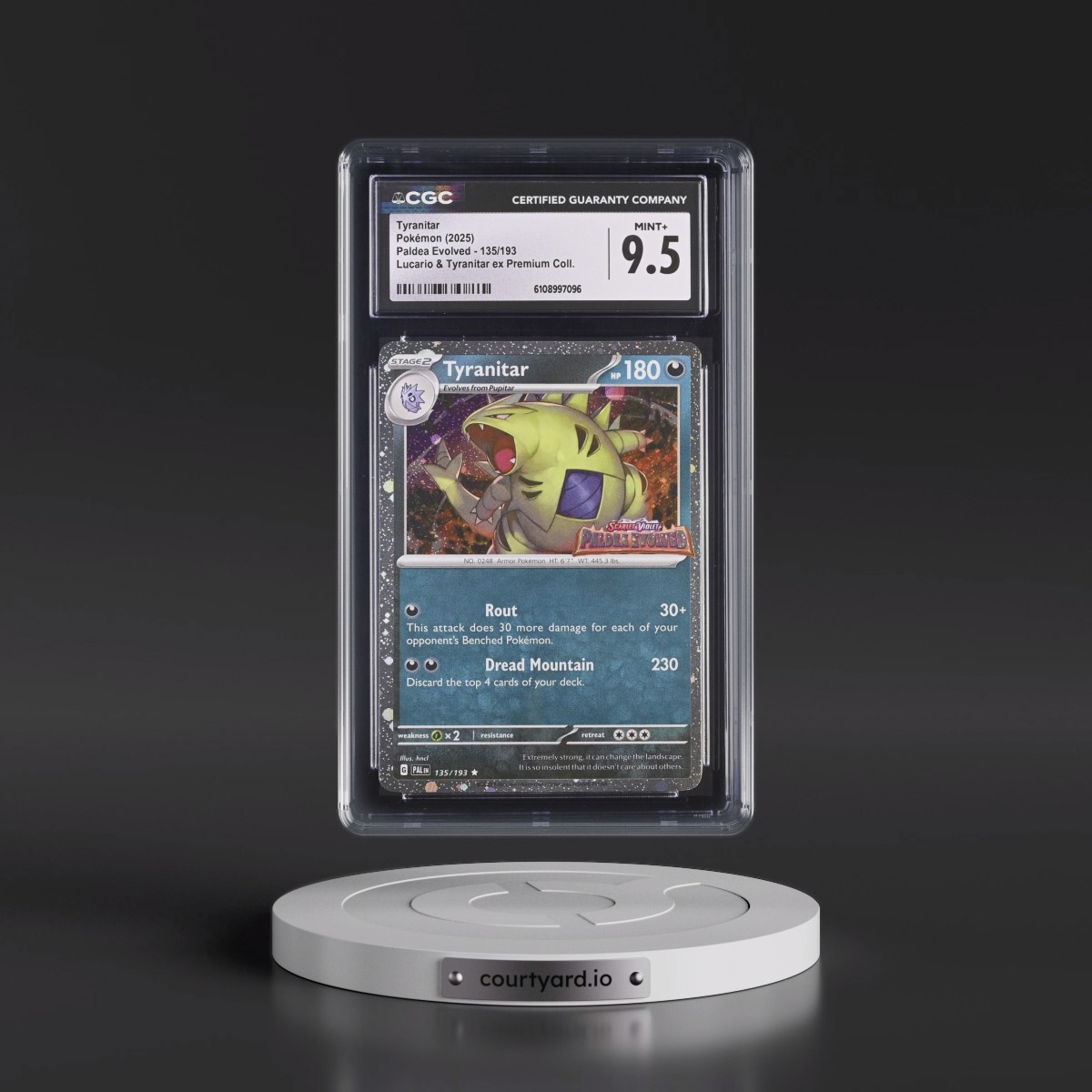 2023 Paldea Evolved - PAL EN #135/193 Tyranitar - Lucario & Tyranitar ex Premium Collection (Set Logo Stamp) (CGC 9.5 MINT+)