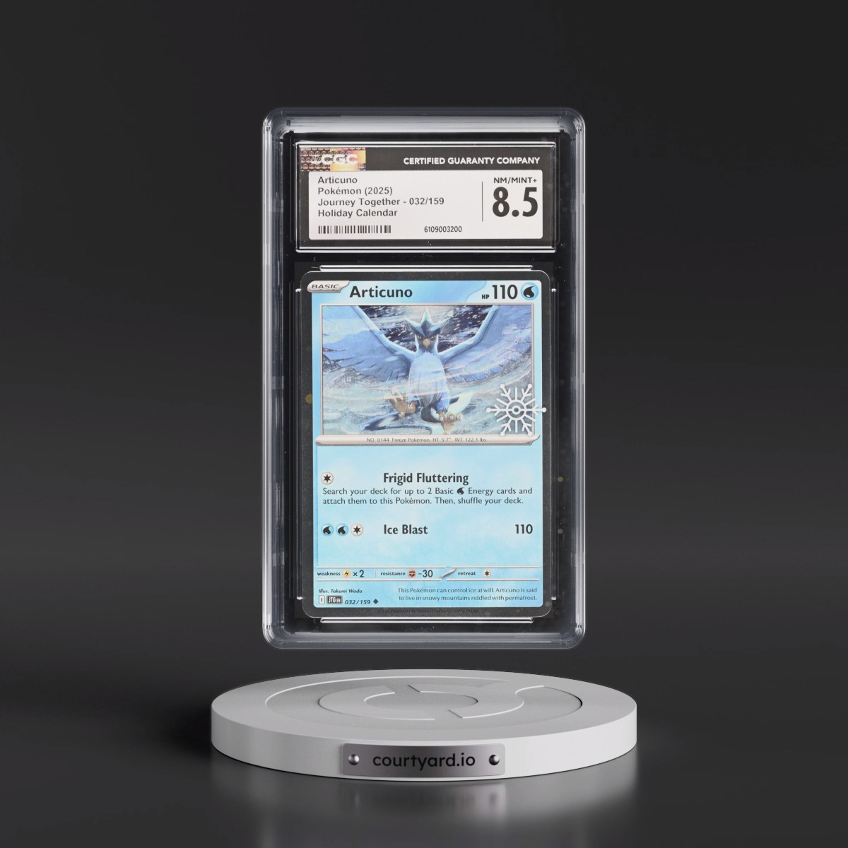 2024 Journey Together - JTG EN #032/159 Articuno - Holiday Calendar (Snowflake Stamp) (Cosmos Holo) (CGC 8.5 NM-MT+)