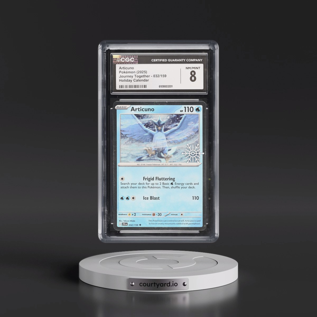 2024 Journey Together - JTG EN #032/159 Articuno - Holiday Calendar (Snowflake Stamp) (Cosmos Holo) (CGC 8 NM-MT)