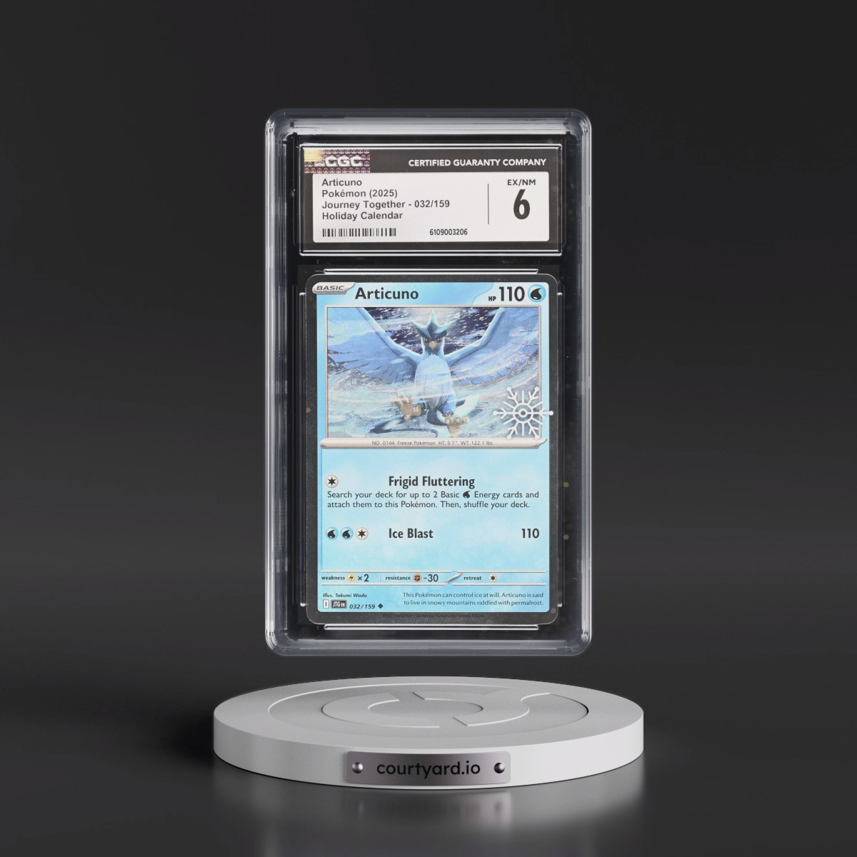 2024 Journey Together - JTG EN #032/159 Articuno - Holiday Calendar (Snowflake Stamp) (Cosmos Holo) (CGC 6 EX-NM)