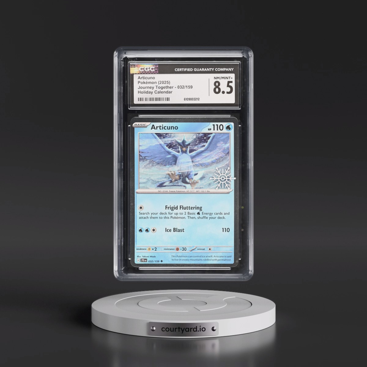 2024 Journey Together - JTG EN #032/159 Articuno - Holiday Calendar (Snowflake Stamp) (Cosmos Holo) (CGC 8.5 NM-MT+)