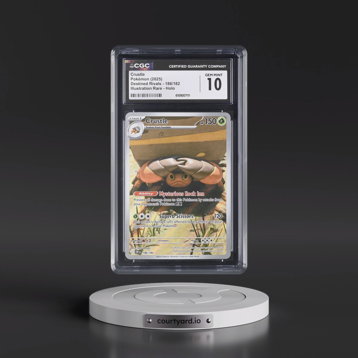 2025 Pokémon Dri EN-Destined Rivals #186 Crustle - Illustration Rare (CGC 10 GEM MINT)