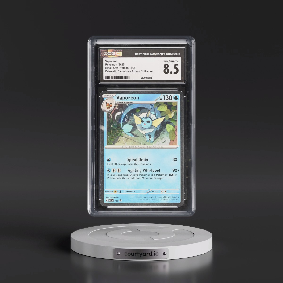 2023 Black Star Promos - Scarlet & Violet SVP EN #168 Vaporeon - Prismatic Evolutions Poster Collection (Cosmos Holo) (CGC 8.5 NM-MT+)