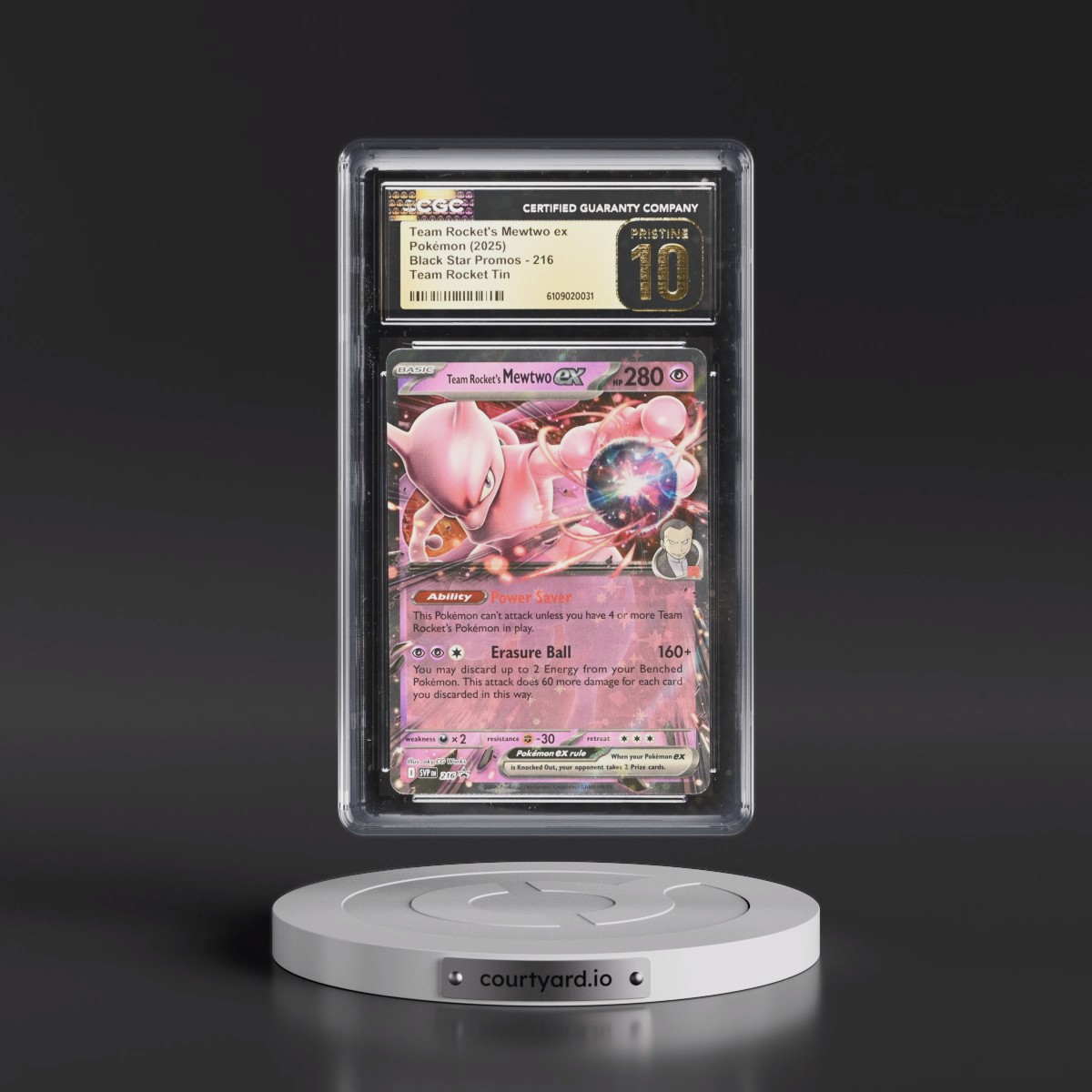 2023 Black Star Promos - Scarlet & Violet SVP EN #216 Team Rocket's Mewtwo ex - Team Rocket Tin (Holo) (CGC 10 PRISTINE)