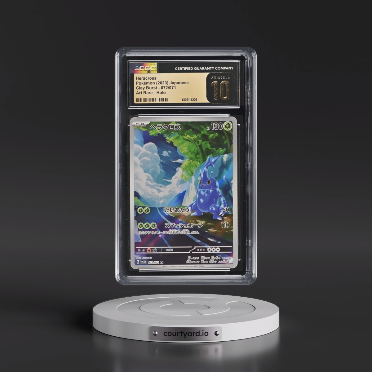2023 Clay Burst #072/071 Heracross - Art Rare Holo (CGC 10 PRISTINE)