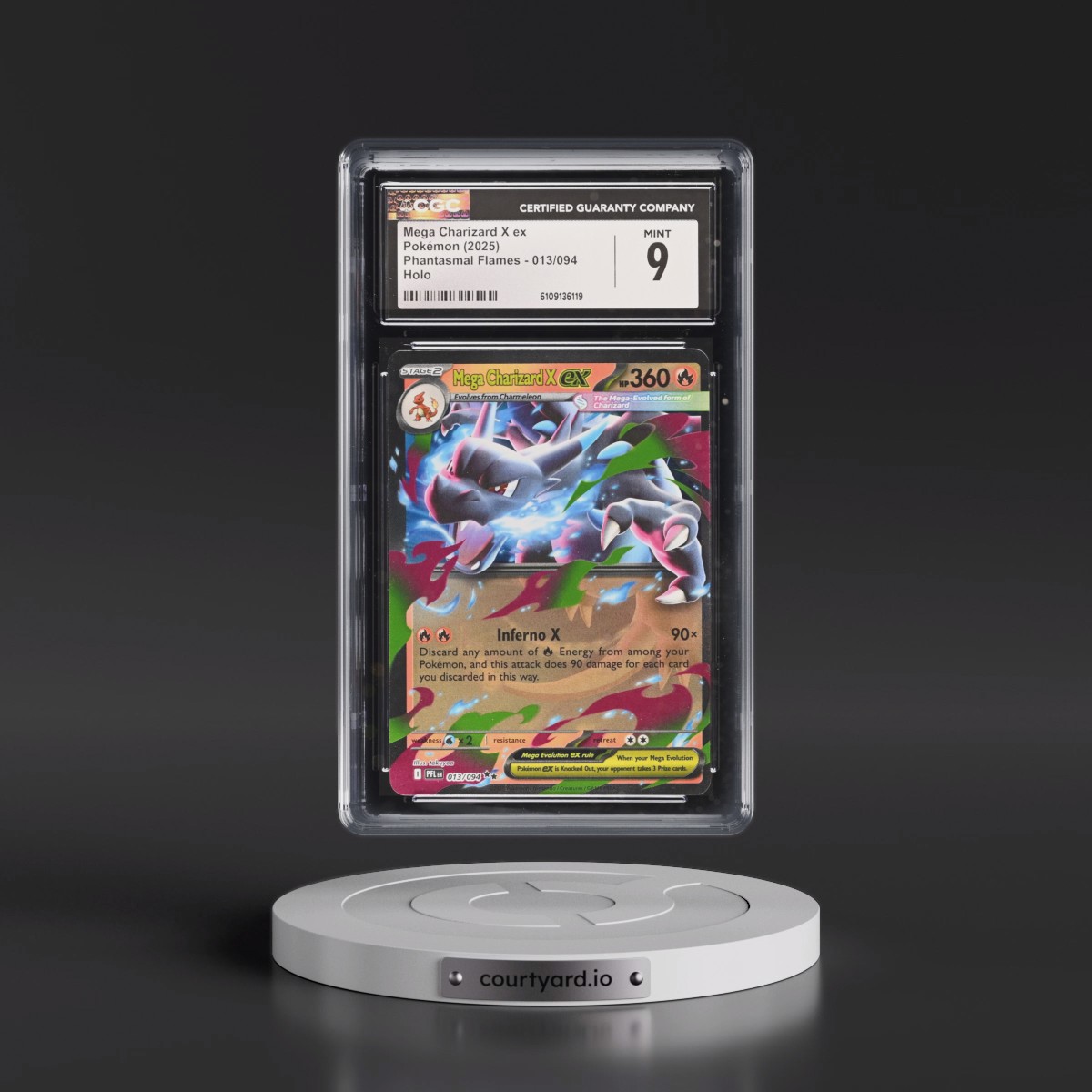 2025 Pokémon Pfl EN-Phantasmal Flames #013 Mega Charizard X EX - Holo (CGC 9 MINT)
