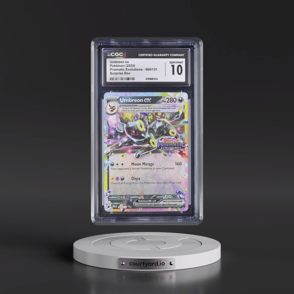 2025 Pokémon Pre EN-Prismatic Evolutions #060 Umbreon EX - Holo Surprise Box Exclusive (CGC 10 GEM MINT)