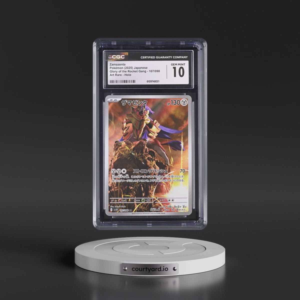 2025 Glory of the Rocket Gang - sv10 #107/098 Zamazenta - Art Rare Holo (CGC 10 GEM MINT)