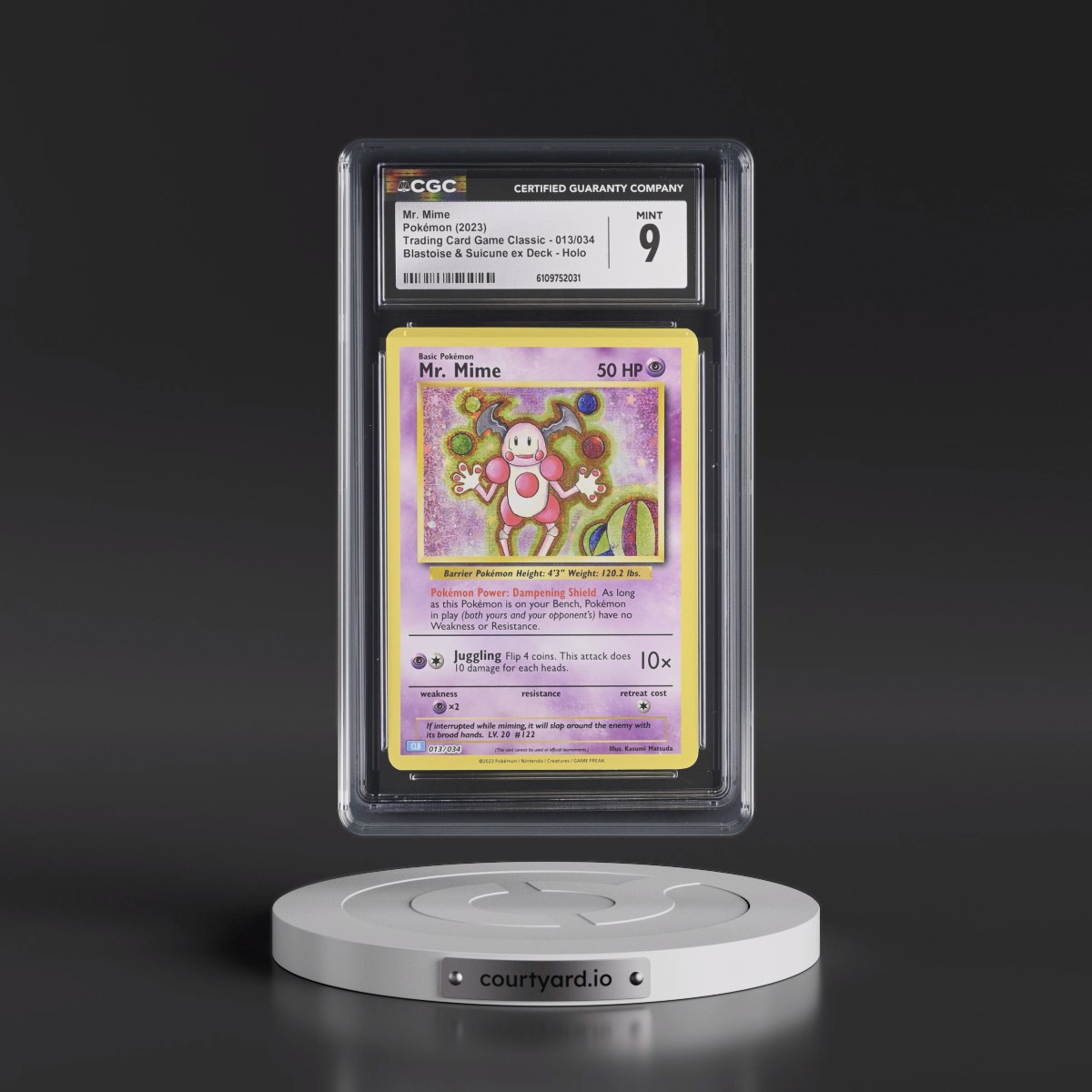 2023 Trading Card Game Classic - CLV, CLC, CLB #013/034 Mr. Mime - Blastoise & Suicune ex Deck - CLB Holo (CGC 9 MINT)