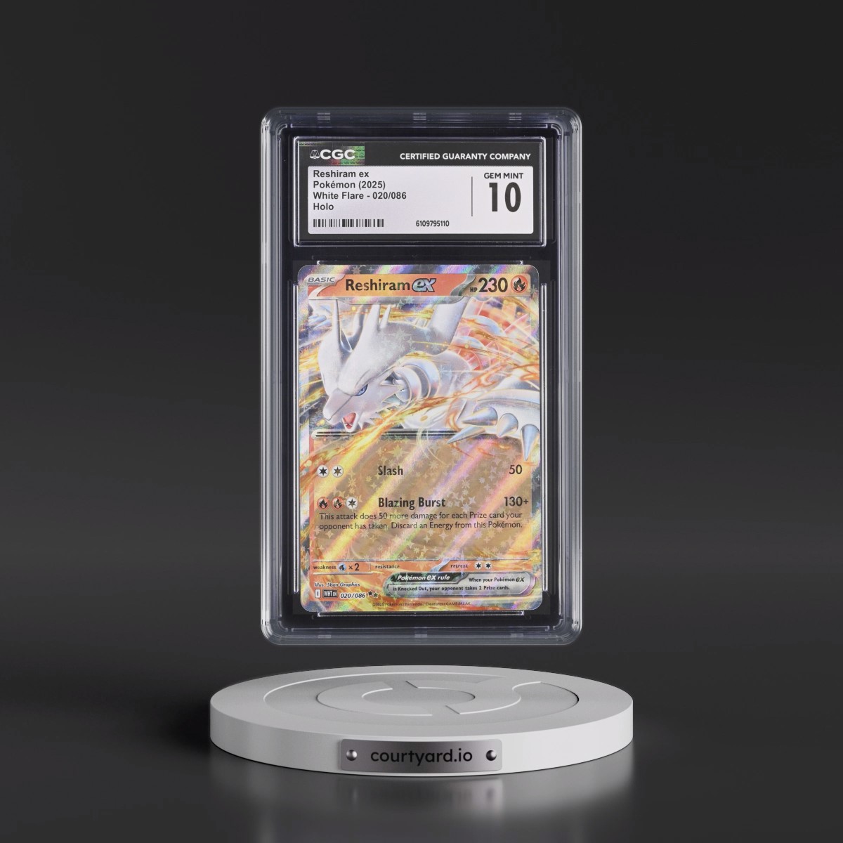 2025 White Flare - WHT EN #020/086 Reshiram ex - Holo (CGC 10 GEM MINT)