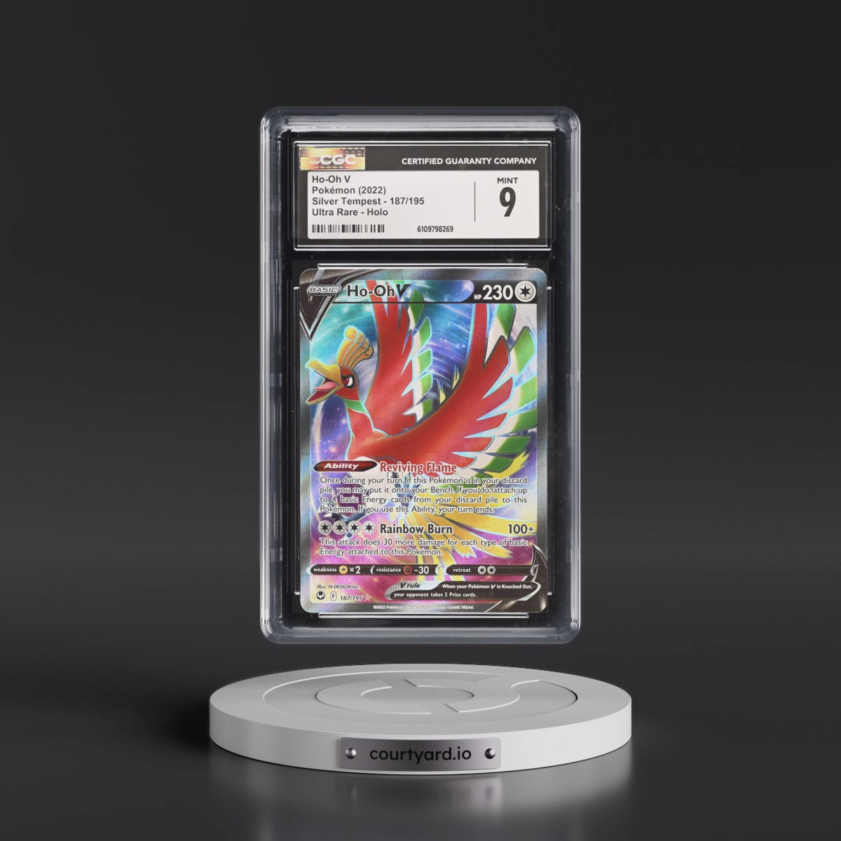 2022 Silver Tempest #187/195 Ho-Oh V - Ultra Rare Holo (CGC 9 MINT)