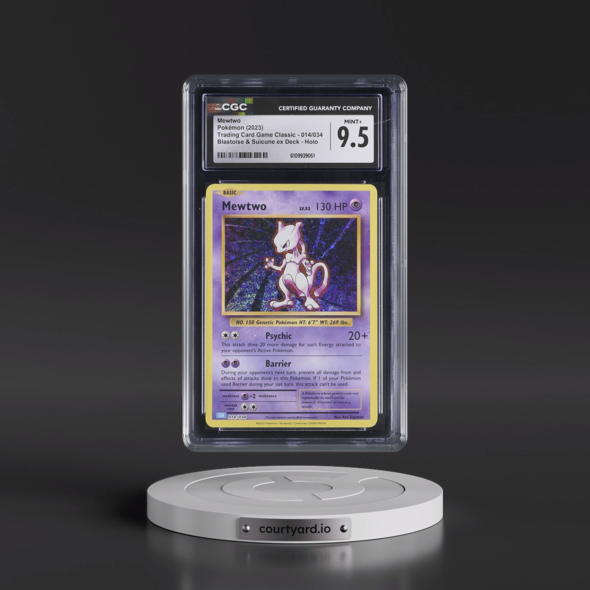 2023 Trading Card Game Classic - CLV, CLC, CLB #014/034 Mewtwo - Blastoise & Suicune ex Deck - CLB Holo (CGC 9.5 MINT+)