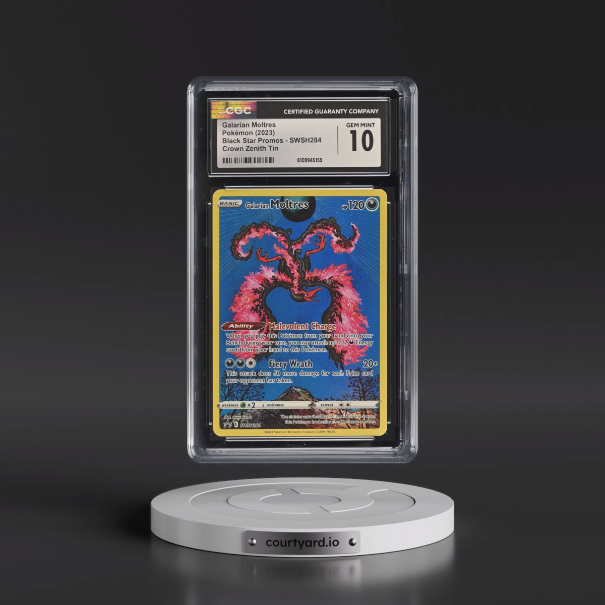 2017 Black Star Promos - Sword & Shield #SWSH284 Galarian Moltres - Crown Zenith Tin (Holo) (CGC 10 GEM MINT)