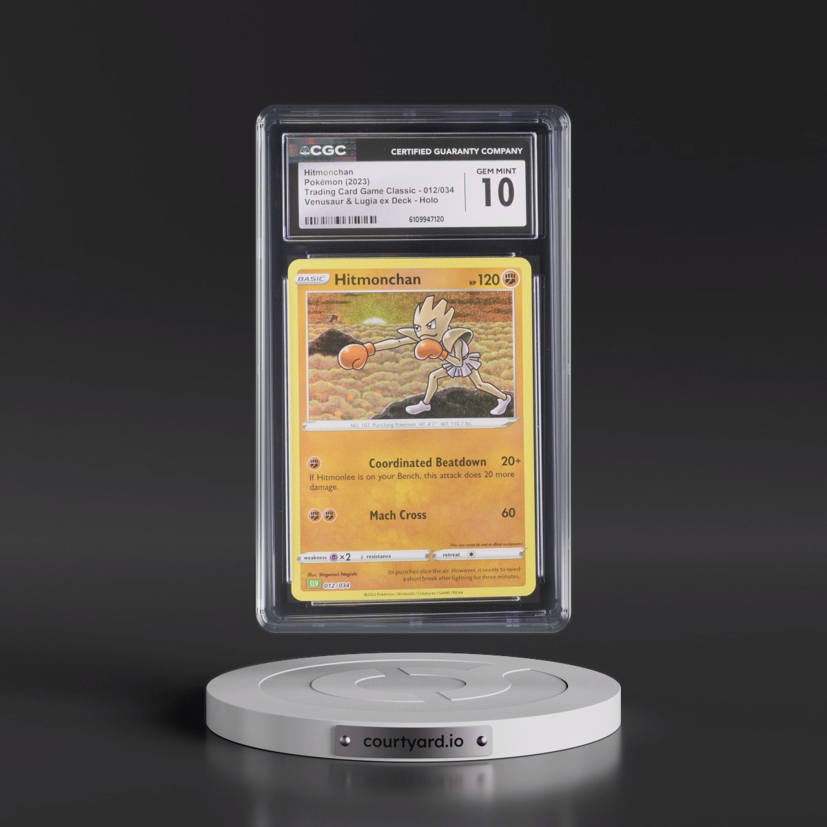 2023 Trading Card Game Classic - CLV, CLC, CLB #012/034 Hitmonchan - Venusaur & Lugia ex Deck - CLV Holo (CGC 10 GEM MINT)