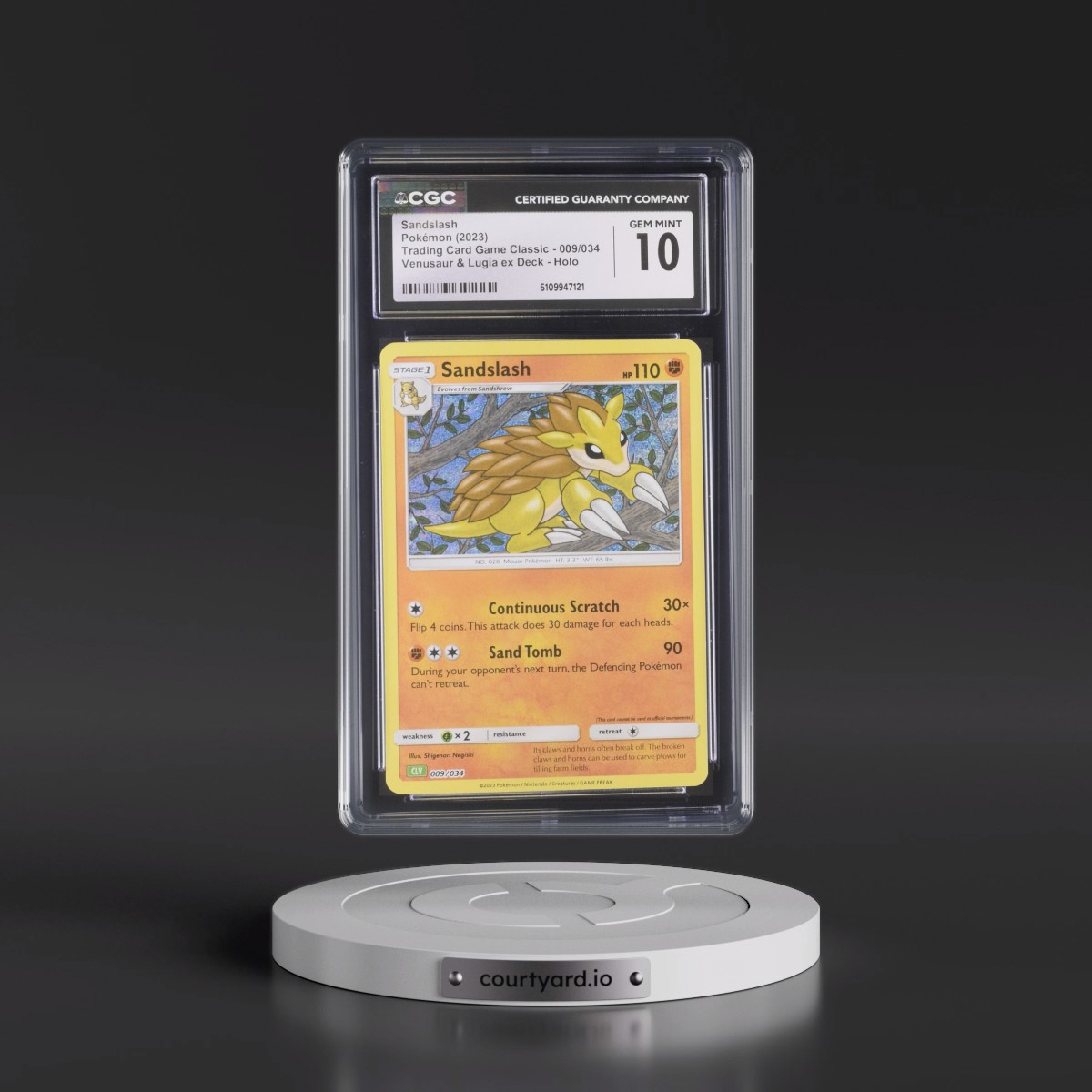 2023 Trading Card Game Classic - CLV, CLC, CLB #009/034 Sandslash - Venusaur & Lugia ex Deck - CLV Holo (CGC 10 GEM MINT)