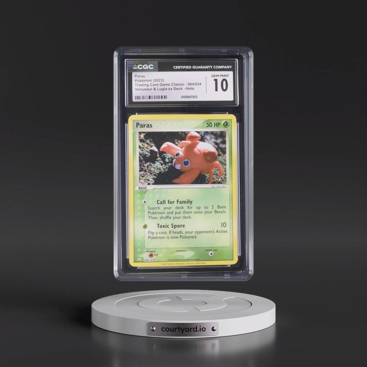 2023 Trading Card Game Classic - CLV, CLC, CLB #004/034 Paras - Venusaur & Lugia ex Deck - CLV Holo (CGC 10 GEM MINT)