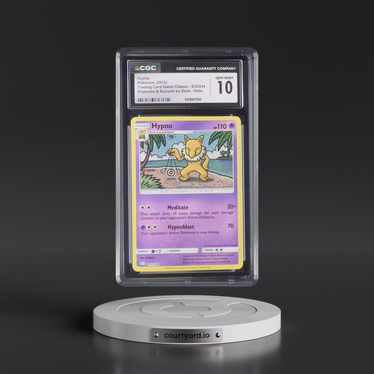 2023 Trading Card Game Classic - CLV, CLC, CLB #012/034 Hypno - Blastoise & Suicune ex Deck - CLB Holo (CGC 10 GEM MINT)