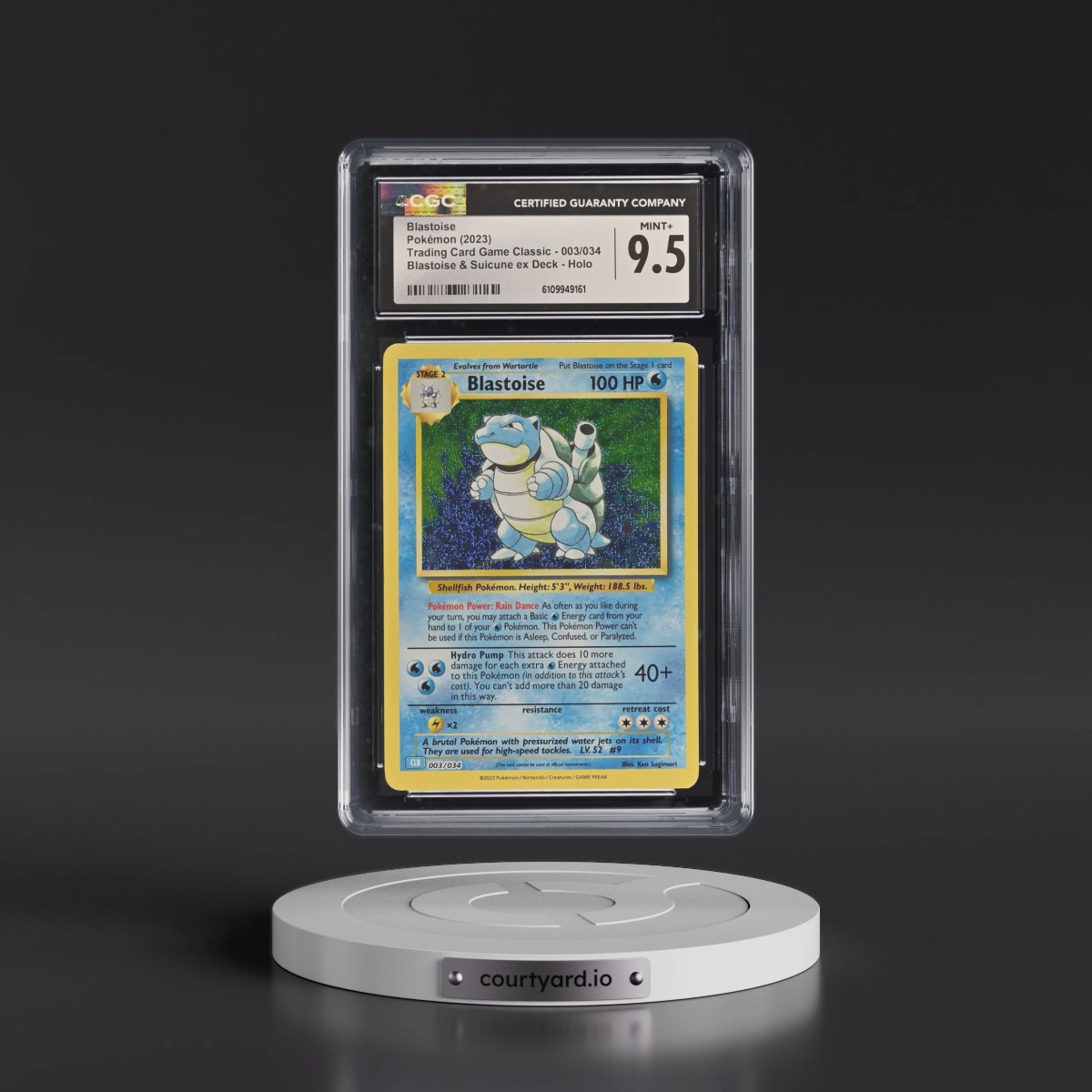 2023 Trading Card Game Classic - CLV, CLC, CLB #003/034 Blastoise - Blastoise & Suicune ex Deck - CLB Holo (CGC 9.5 MINT+)