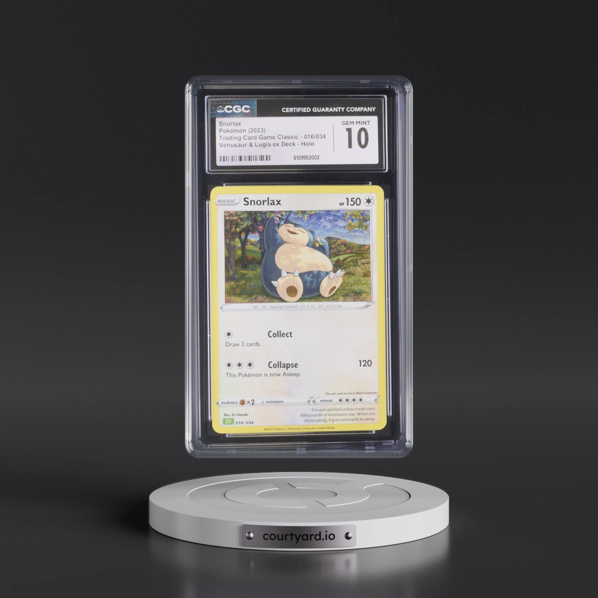 2023 Trading Card Game Classic - CLV, CLC, CLB #016/034 Snorlax - Venusaur & Lugia ex Deck - CLV Holo (CGC 10 GEM MINT)