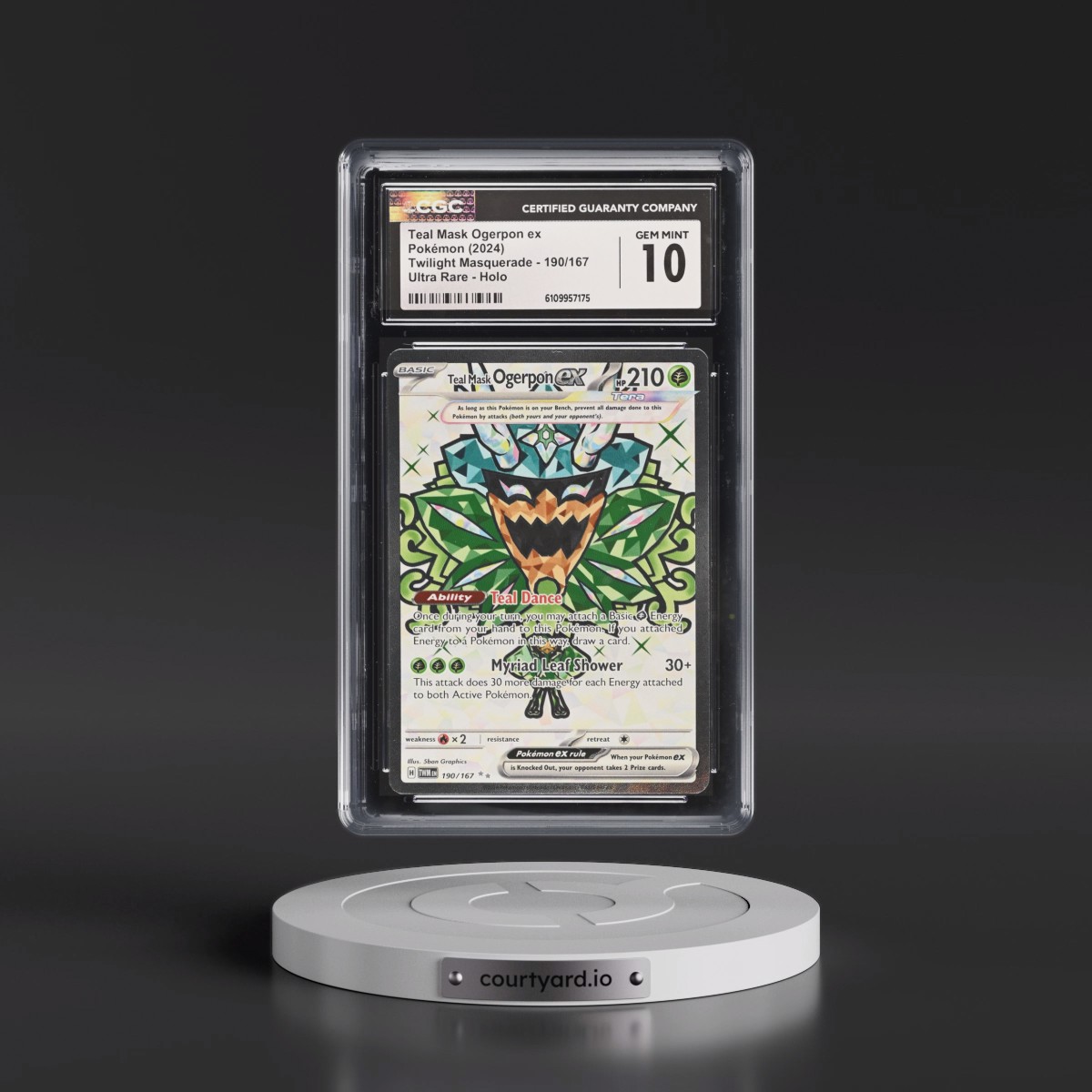 2024 Twilight Masquerade - TWM EN #190/167 Teal Mask Ogerpon ex - Ultra Rare Holo (CGC 10 GEM MINT)