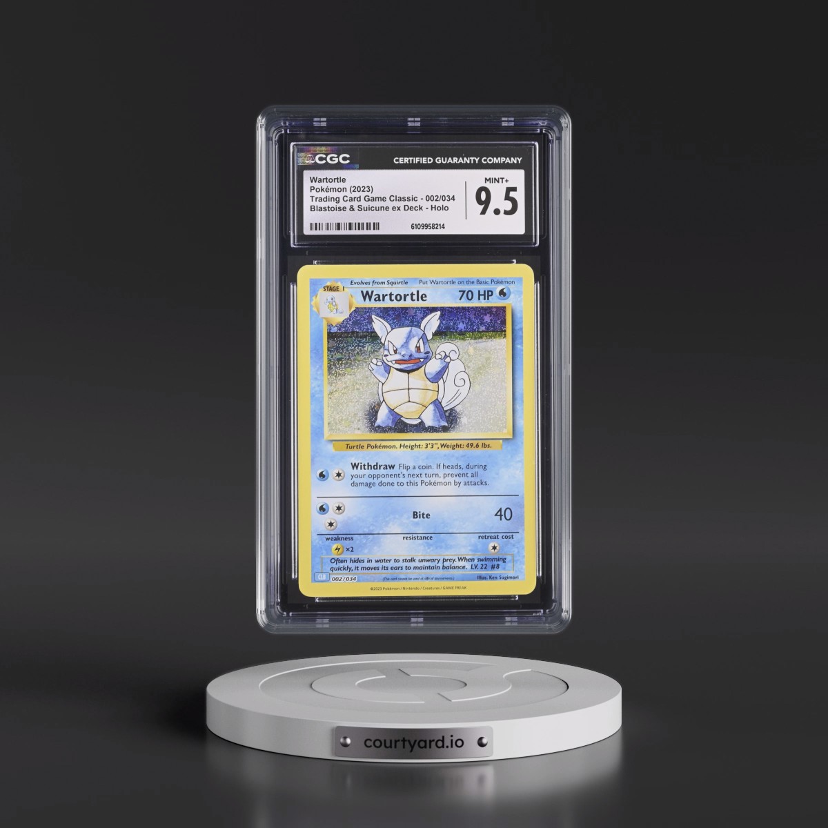 2023 Trading Card Game Classic - CLV, CLC, CLB #002/034 Wartortle - Blastoise & Suicune ex Deck - CLB Holo (CGC 9.5 MINT+)