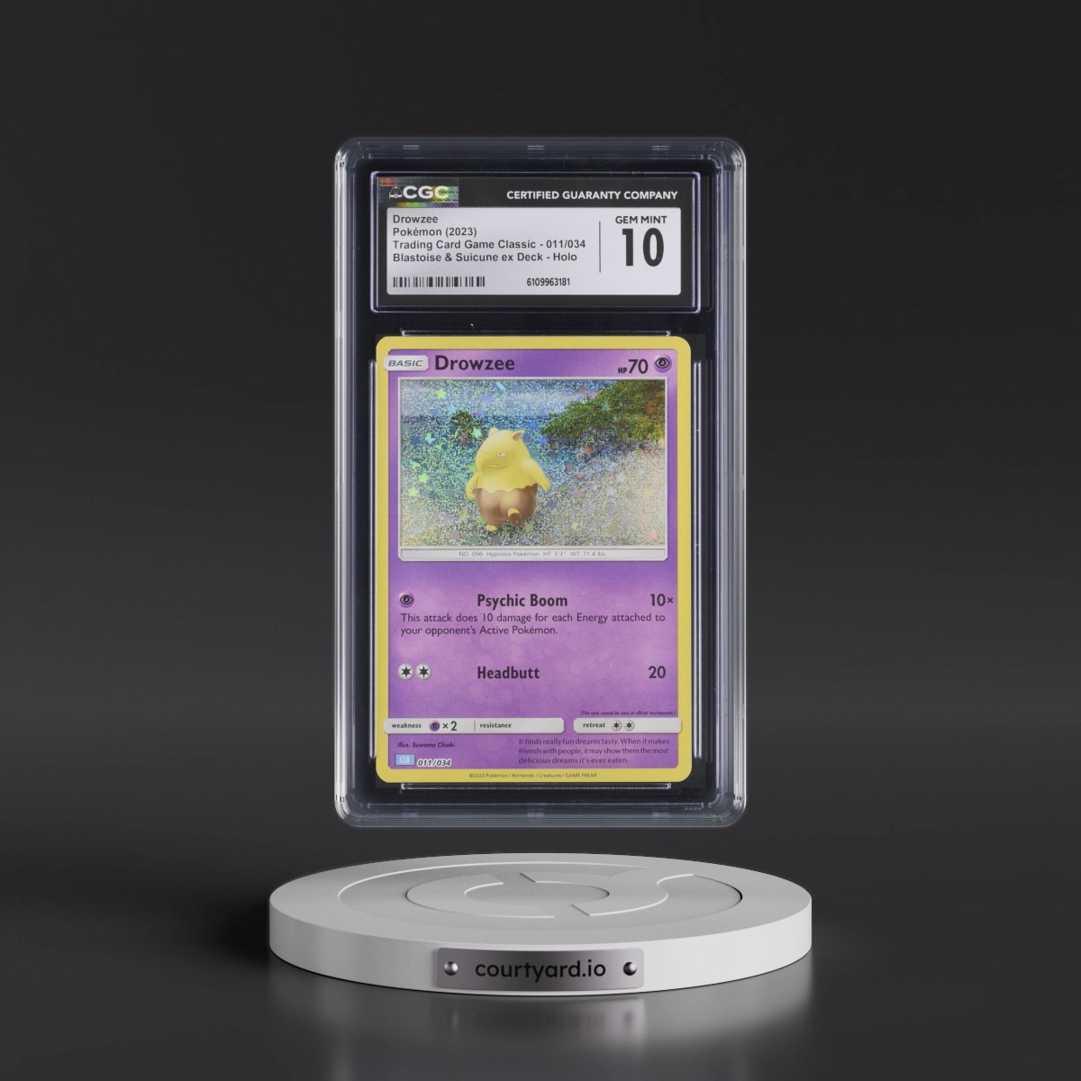 2023 Trading Card Game Classic - CLV, CLC, CLB #011/034 Drowzee - Blastoise & Suicune ex Deck - CLB Holo (CGC 10 GEM MINT)