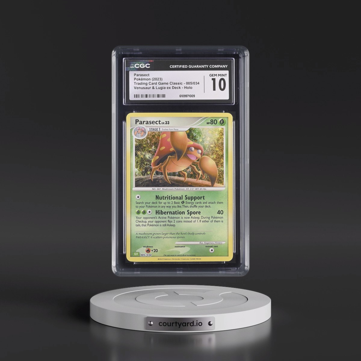 2023 Trading Card Game Classic - CLV, CLC, CLB #005/034 Parasect - Venusaur & Lugia ex Deck - CLV Holo (CGC 10 GEM MINT)