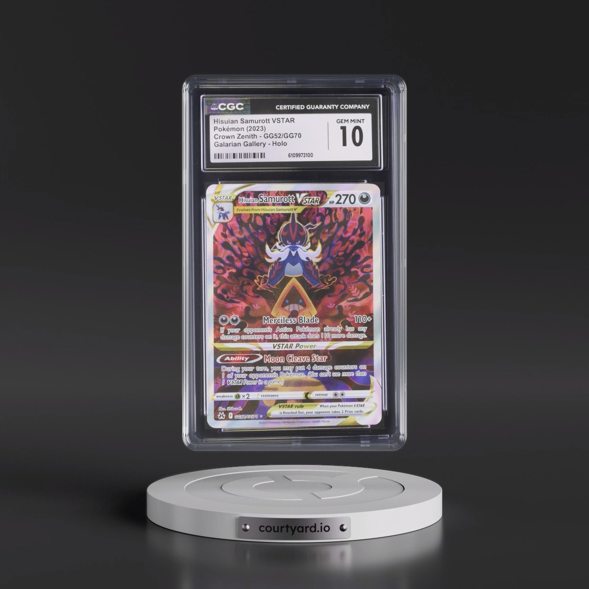 2023 Crown Zenith #GG52/GG70 Hisuian Samurott VSTAR - Galarian Gallery Holo (CGC 10 GEM MINT)