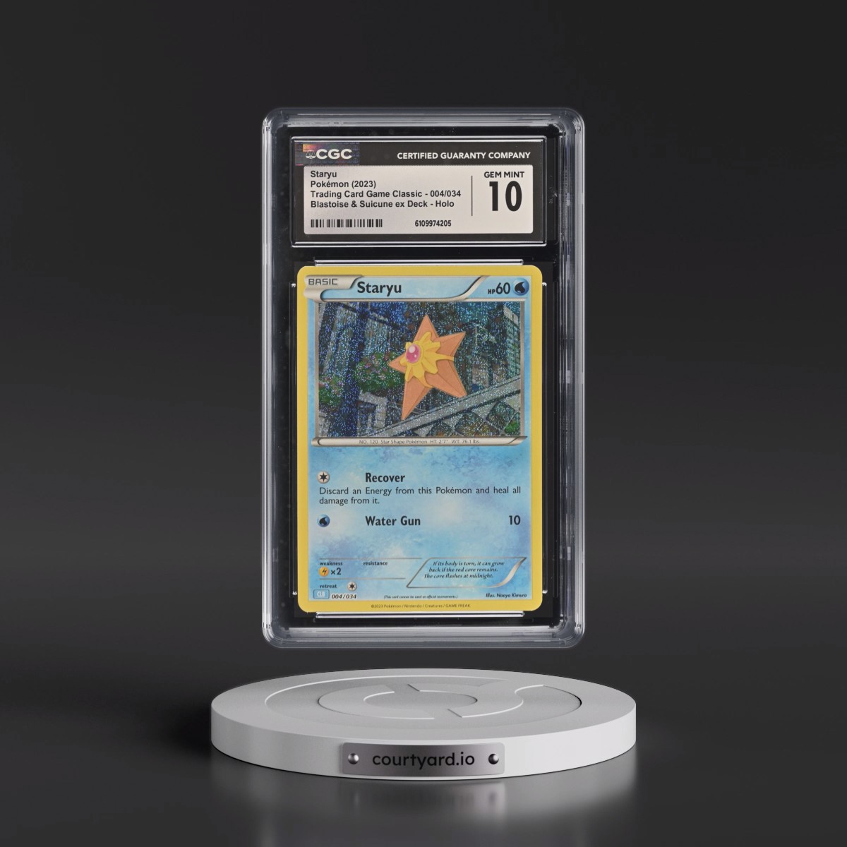 2023 Trading Card Game Classic - CLV, CLC, CLB #004/034 Staryu - Blastoise & Suicune ex Deck - CLB Holo (CGC 10 GEM MINT)