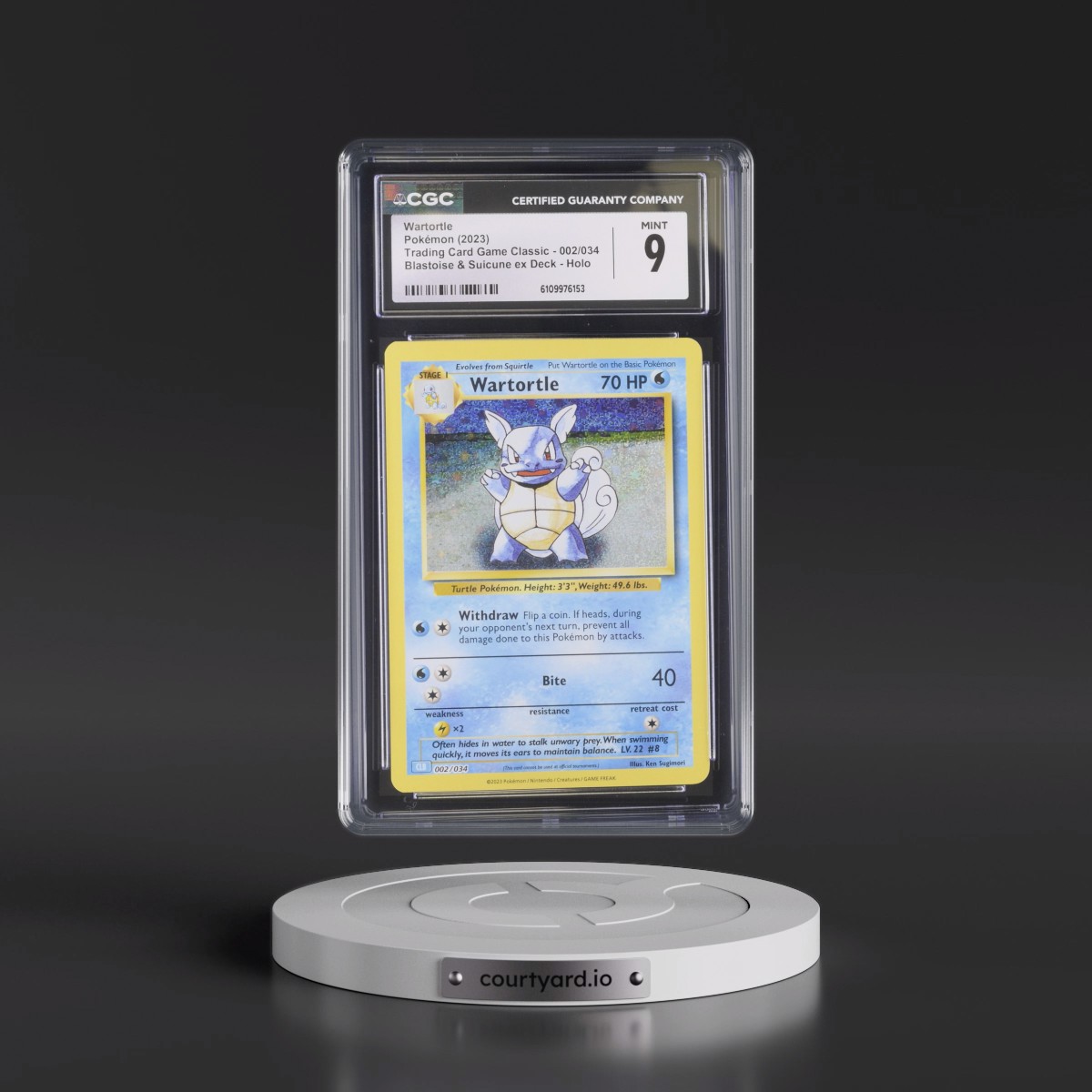 2023 Trading Card Game Classic - CLV, CLC, CLB #002/034 Wartortle - Blastoise & Suicune ex Deck - CLB Holo (CGC 9 MINT)