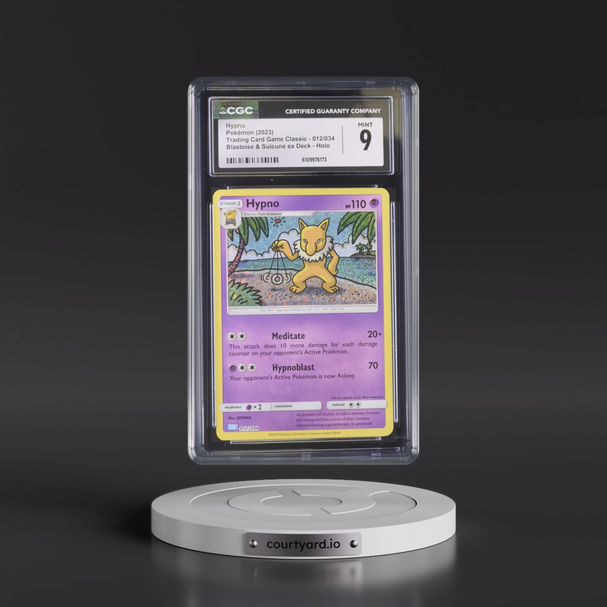 2023 Trading Card Game Classic - CLV, CLC, CLB #012/034 Hypno - Blastoise & Suicune ex Deck - CLB Holo (CGC 9 MINT)