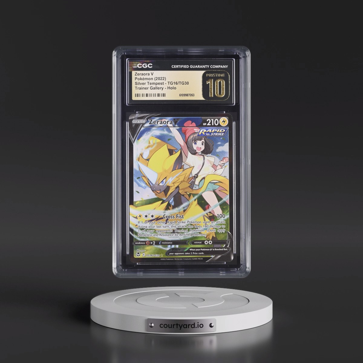 2022 Silver Tempest #TG16/TG30 Zeraora V - Trainer Gallery Holo (CGC 10 PRISTINE)