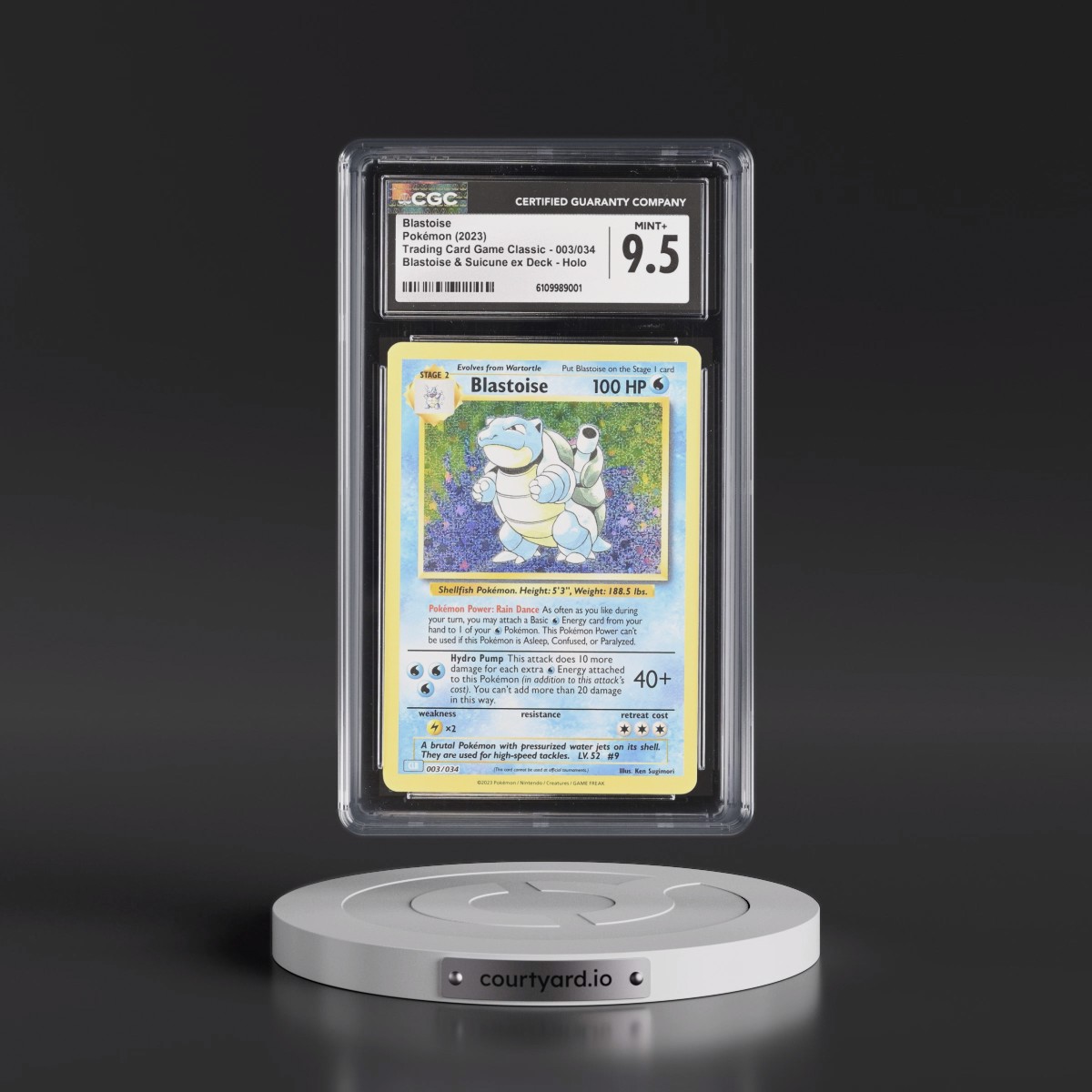 2023 Trading Card Game Classic - CLV, CLC, CLB #003/034 Blastoise - Blastoise & Suicune ex Deck - CLB Holo (CGC 9.5 MINT+)