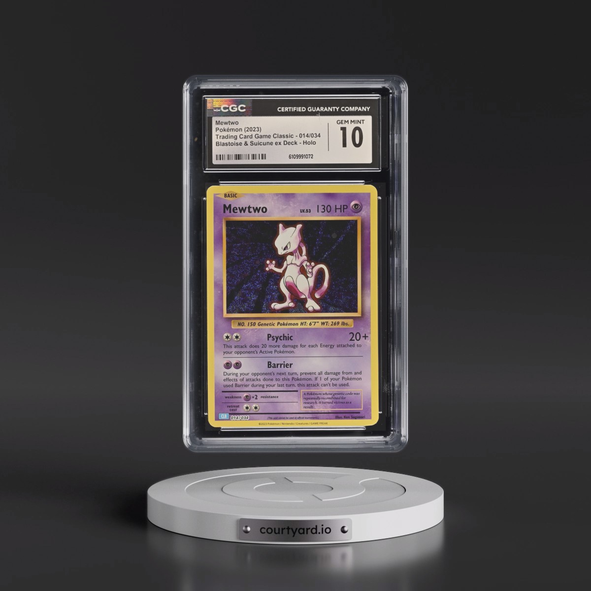 2023 Trading Card Game Classic - CLV, CLC, CLB #014/034 Mewtwo - Blastoise & Suicune ex Deck - CLB Holo (CGC 10 GEM MINT)