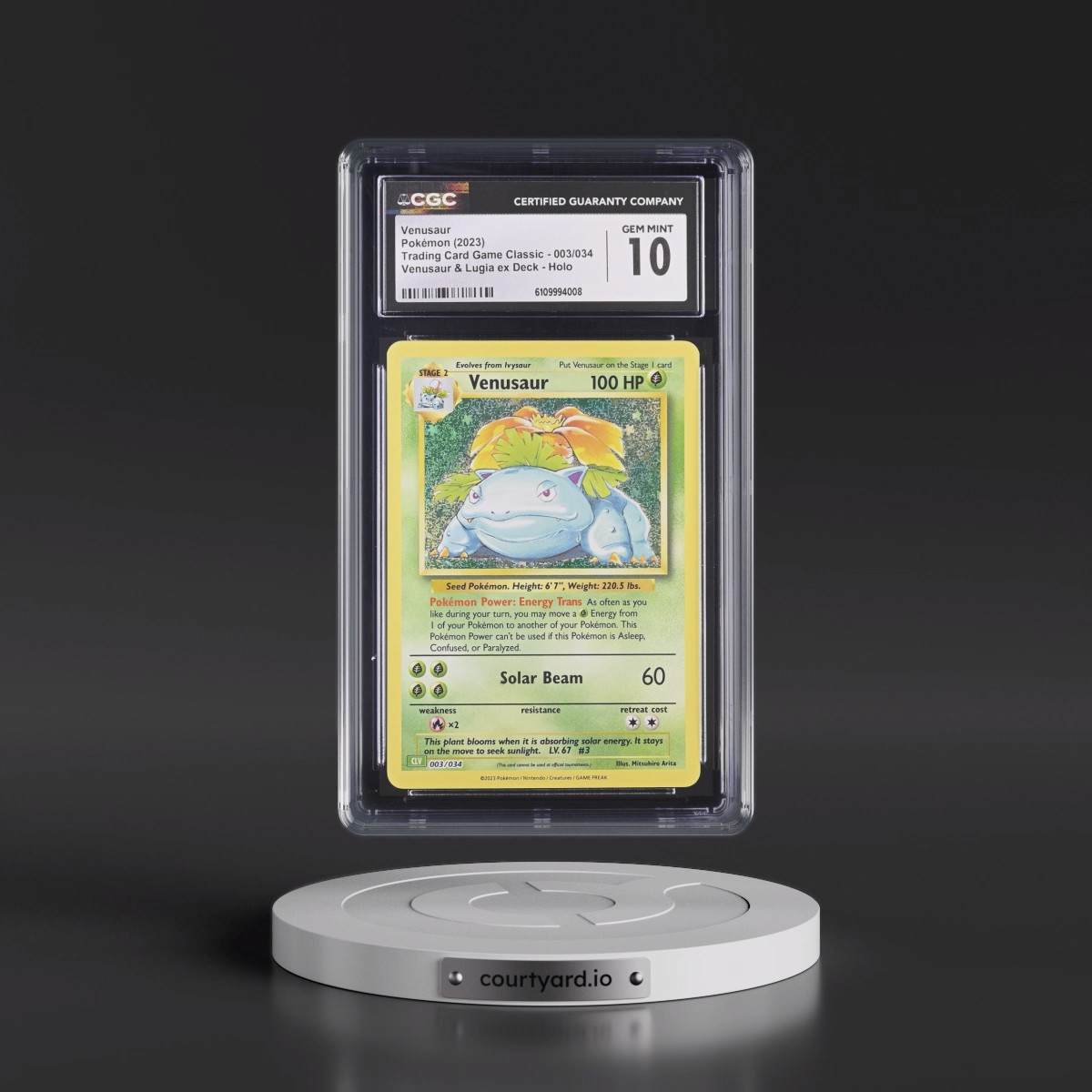 2023 Trading Card Game Classic - CLV, CLC, CLB #003/034 Venusaur - Venusaur & Lugia ex Deck - CLV Holo (CGC 10 GEM MINT)