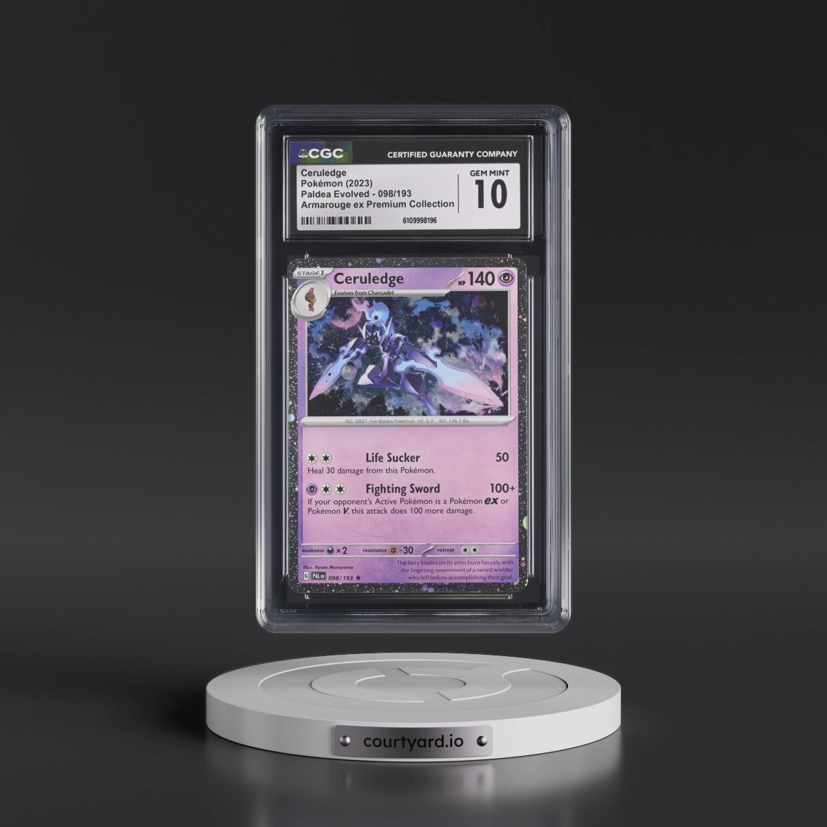 2023 Paldea Evolved - PAL EN #098/193 Ceruledge - Armarouge ex Premium Collection (Cosmos Holo) (CGC 10 GEM MINT)