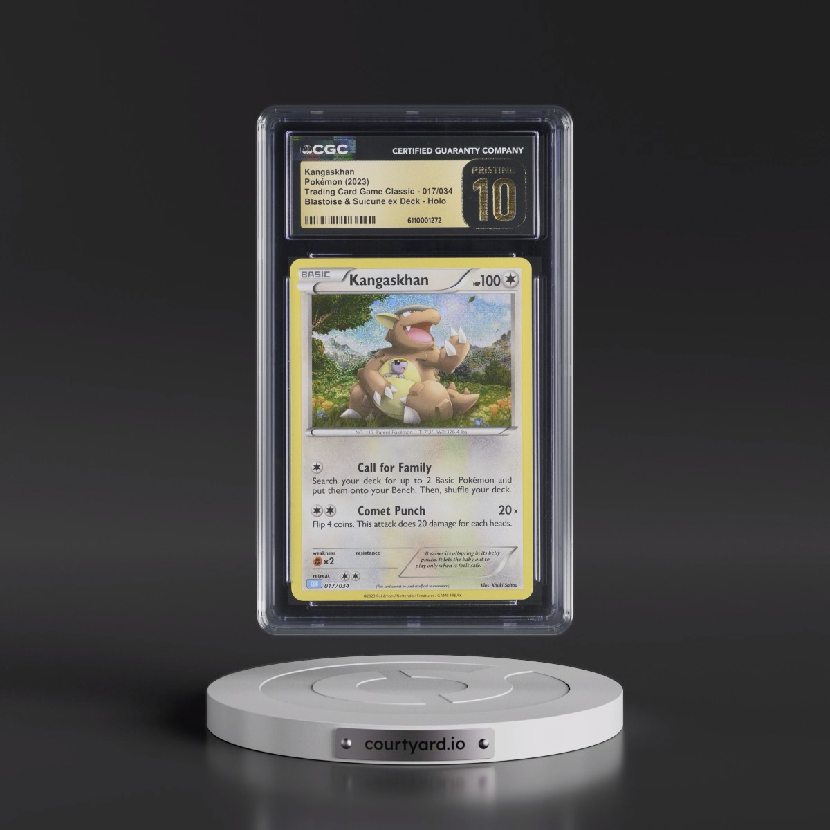 2023 Trading Card Game Classic - CLV, CLC, CLB #017/034 Kangaskhan - Blastoise & Suicune ex Deck - CLB Holo (CGC 10 PRISTINE)