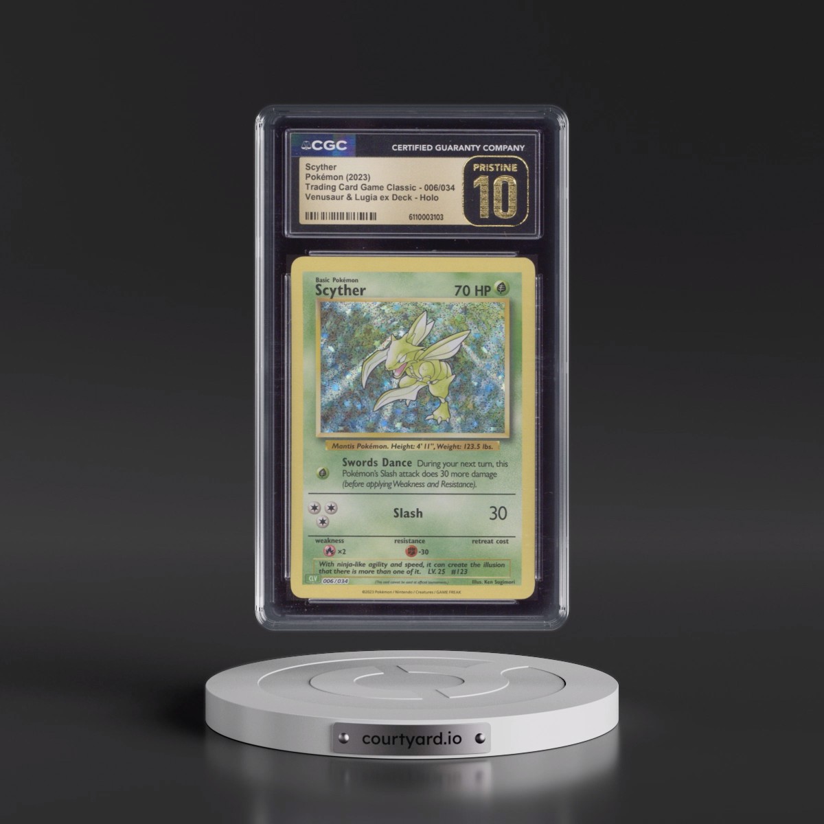2023 Trading Card Game Classic - CLV, CLC, CLB #006/034 Scyther - Venusaur & Lugia ex Deck - CLV Holo (CGC 10 PRISTINE)