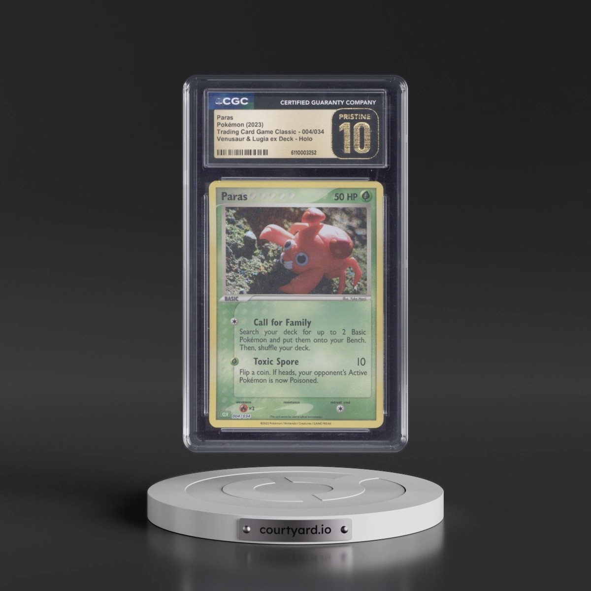 2023 Trading Card Game Classic - CLV, CLC, CLB #004/034 Paras - Venusaur & Lugia ex Deck - CLV Holo (CGC 10 PRISTINE)