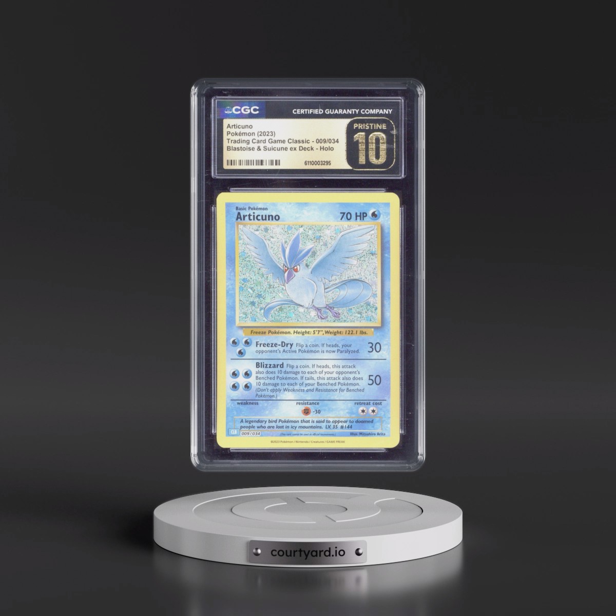 2023 Trading Card Game Classic - CLV, CLC, CLB #009/034 Articuno - Blastoise & Suicune ex Deck - CLB Holo (CGC 10 PRISTINE)