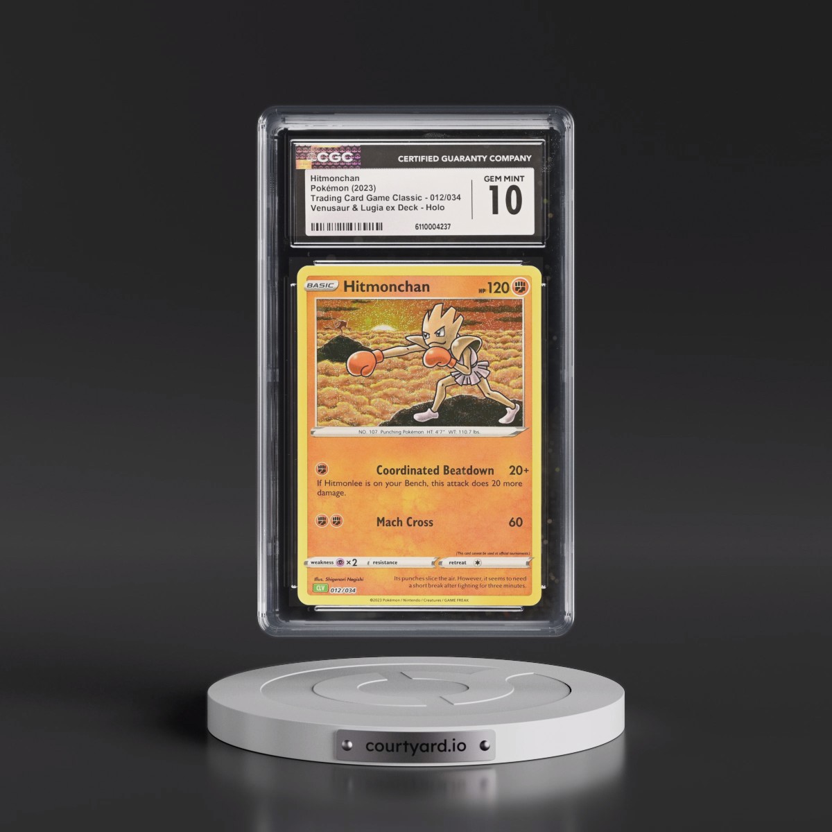2023 Trading Card Game Classic - CLV, CLC, CLB #012/034 Hitmonchan - Venusaur & Lugia ex Deck - CLV Holo (CGC 10 GEM MINT)