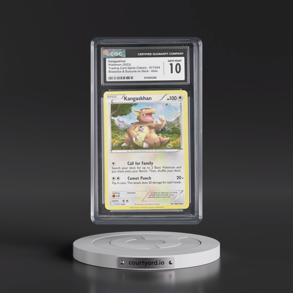 2023 Trading Card Game Classic - CLV, CLC, CLB #017/034 Kangaskhan - Blastoise & Suicune ex Deck - CLB Holo (CGC 10 GEM MINT)