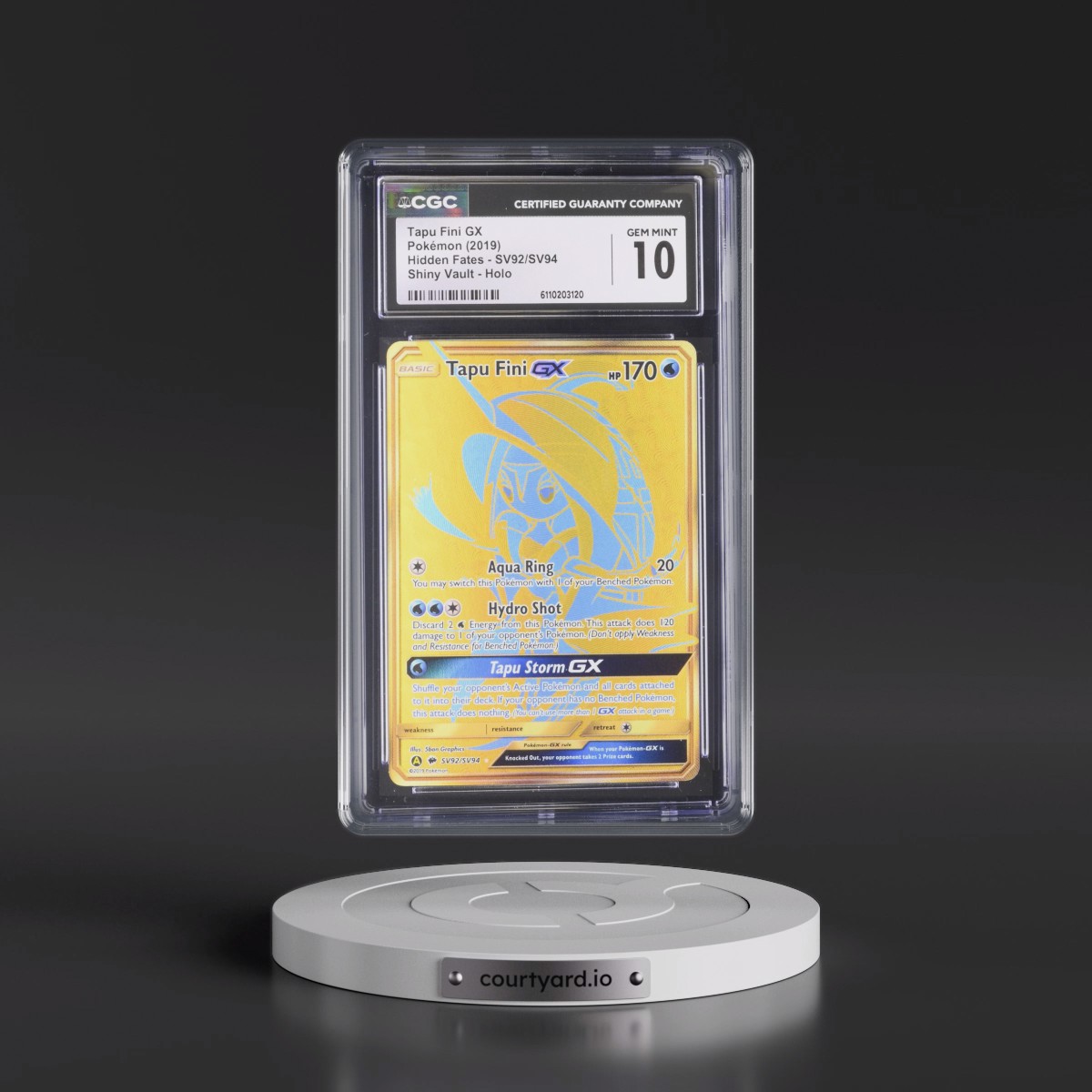 2019 Hidden Fates #SV92/SV94 Tapu Fini GX - Shiny Vault Holo (CGC 10 GEM MINT)