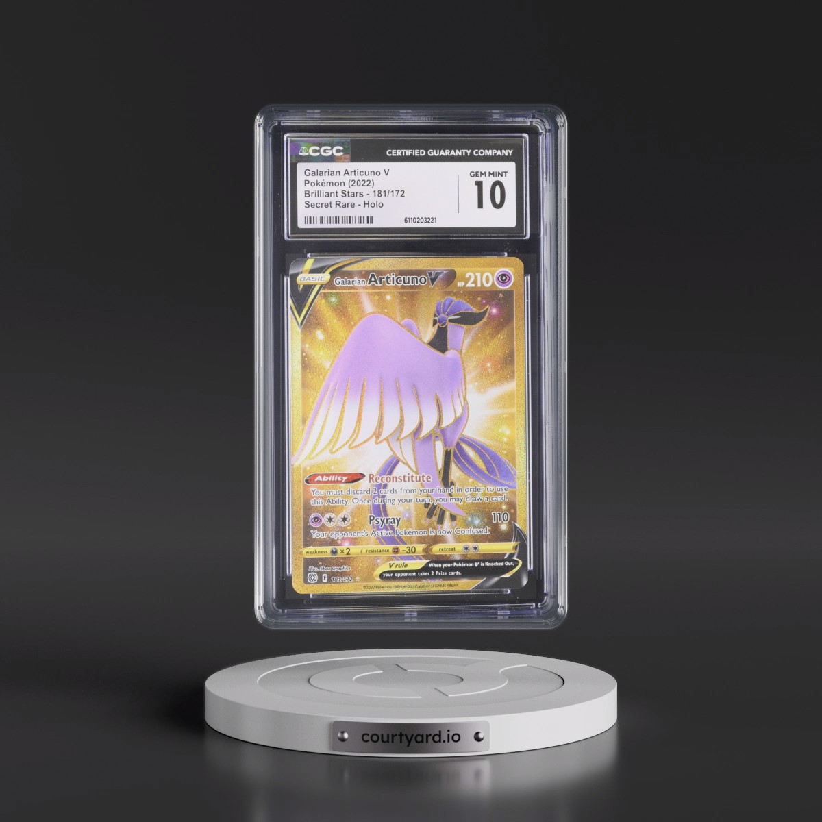 2022 Brilliant Stars #181/172 Galarian Articuno V - Secret Rare Holo (CGC 10 GEM MINT)