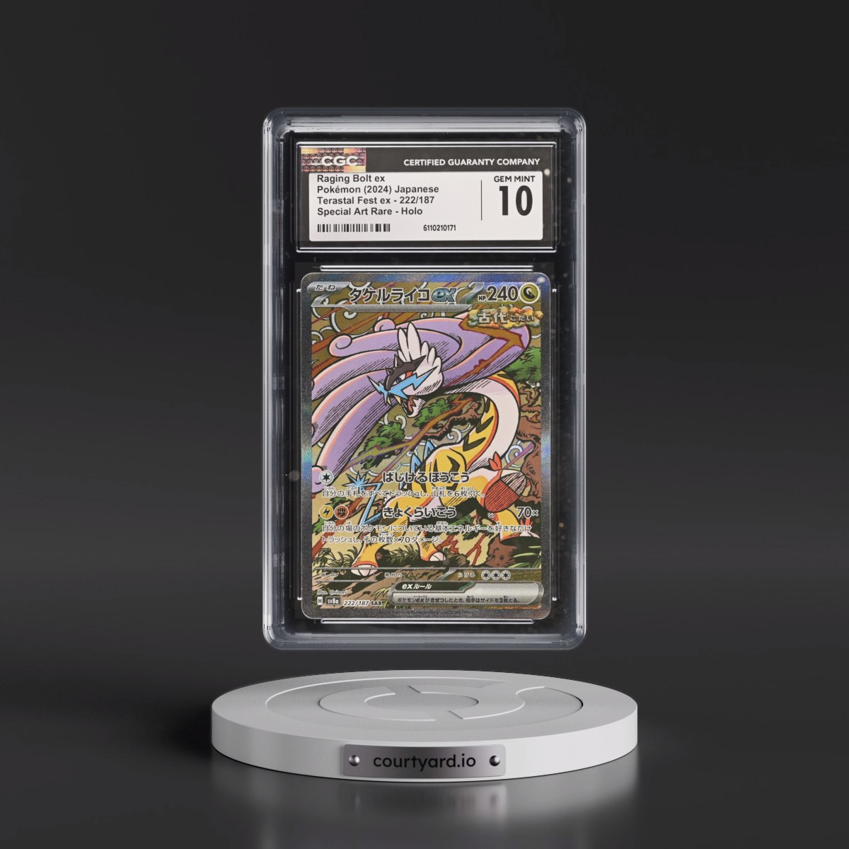 2024 High Class Pack: Terastal Fest ex - sv8a #222/187 Raging Bolt ex - Special Art Rare Holo (CGC 10 GEM MINT)