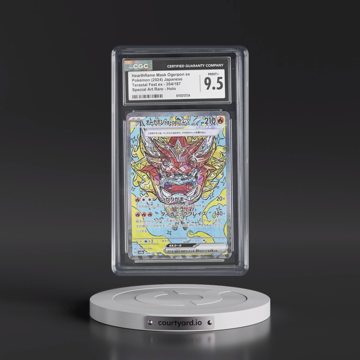 2024 High Class Pack: Terastal Fest ex - sv8a #204/187 Hearthflame Mask Ogerpon ex - Special Art Rare Holo (CGC 9.5 MINT+)