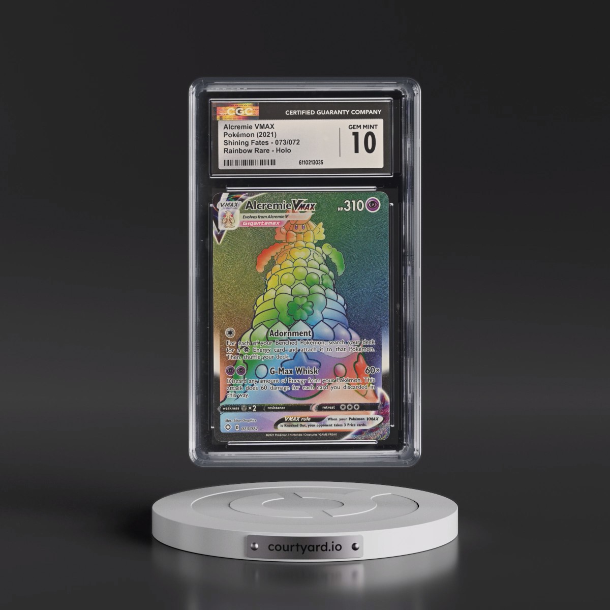 2021 Shining Fates #073/072 Alcremie VMAX - Rainbow Rare Holo (CGC 10 GEM MINT)