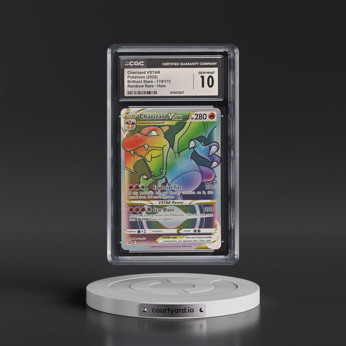 2022 Brilliant Stars #174/172 Charizard VSTAR - Rainbow Rare Holo (CGC 10 GEM MINT)