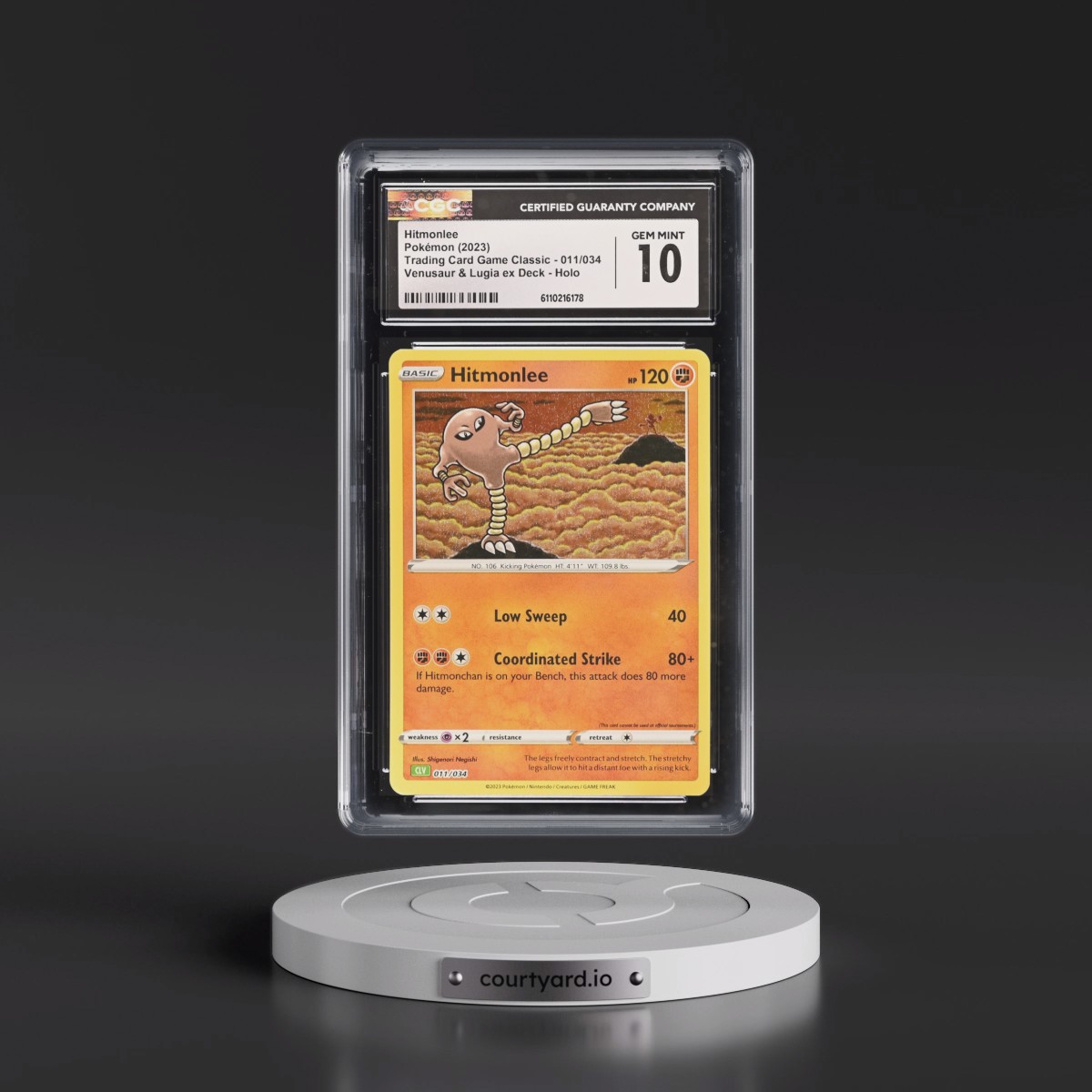 2023 Trading Card Game Classic - CLV, CLC, CLB #011/034 Hitmonlee - Venusaur & Lugia ex Deck - CLV Holo (CGC 10 GEM MINT)